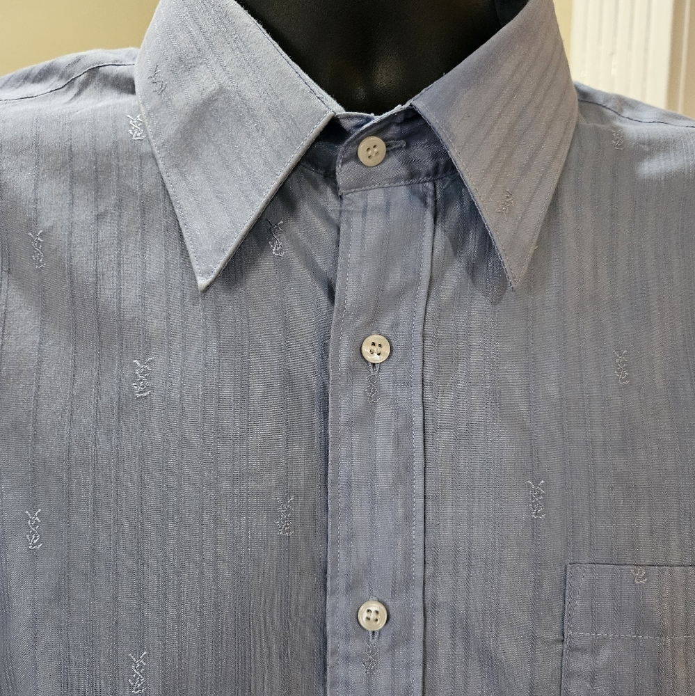Mens blue YSL printed dress shirt